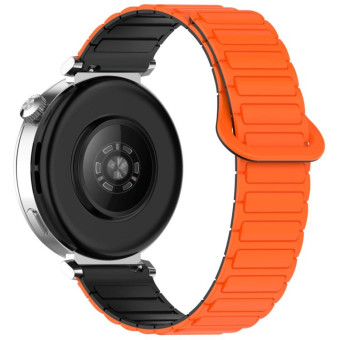 For Samsung Galaxy Watch3 45mm Dual Color Magnetic Buckle Silicone Watch Band(Orange+Black)