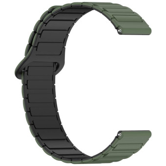 For Samsung Galaxy Watch3 45mm Dual Color Magnetic Buckle Silicone Watch Band(Green+Black)