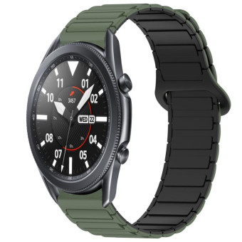 For Samsung Galaxy Watch3 45mm Dual Color Magnetic Buckle Silicone Watch Band(Green+Black)