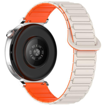 For Samsung Galaxy Watch3 45mm Dual Color Magnetic Buckle Silicone Watch Band(Stralight+Orange)