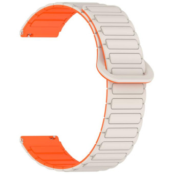 For Samsung Galaxy Watch3 45mm Dual Color Magnetic Buckle Silicone Watch Band(Stralight+Orange)