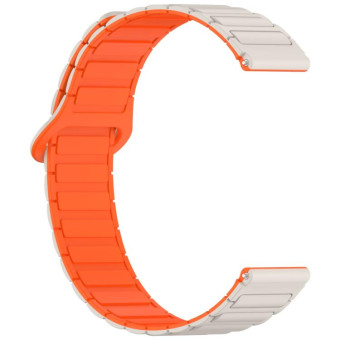 For Samsung Galaxy Watch3 45mm Dual Color Magnetic Buckle Silicone Watch Band(Stralight+Orange)