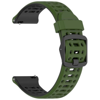For Coros Pace 3 Dual Color Quick Release 22mm Silicone Watch Band(Army Black)
