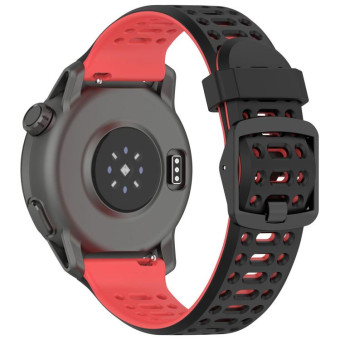For Coros Pace 2 Dual Color Quick Release 20mm Silicone Watch Band(Black Red)