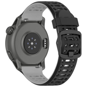 For Coros Pace 2 Dual Color Quick Release 20mm Silicone Watch Band(Black Gray)