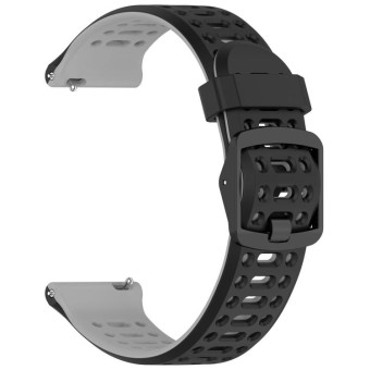 For Coros Pace 2 Dual Color Quick Release 20mm Silicone Watch Band(Black Gray)