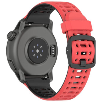 For Coros Pace 2 Dual Color Quick Release 20mm Silicone Watch Band(Red Black)