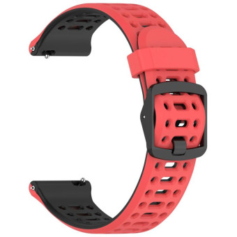 For Coros Pace 2 Dual Color Quick Release 20mm Silicone Watch Band(Red Black)