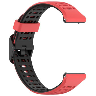 For Coros Pace 2 Dual Color Quick Release 20mm Silicone Watch Band(Red Black)