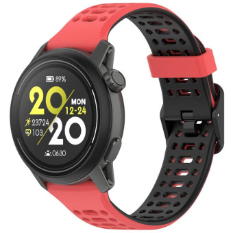 For Coros Pace 2 Dual Color Quick Release 20mm Silicone Watch Band(Red Black)