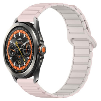 For Xiaomi Watch S4 Sport Dual Color Magnetic Buckle 22mm Silicone Watch Band(Pink+Starlight)