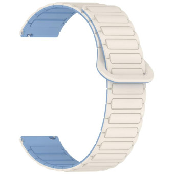 For Xiaomi Watch S4 Sport Dual Color Magnetic Buckle 22mm Silicone Watch Band(White+Blue)