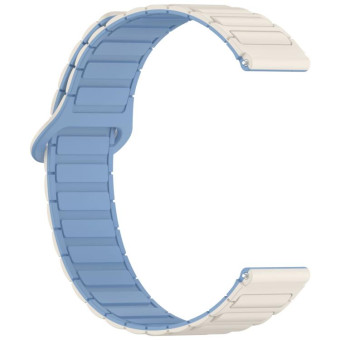 For Xiaomi Watch S4 Sport Dual Color Magnetic Buckle 22mm Silicone Watch Band(White+Blue)