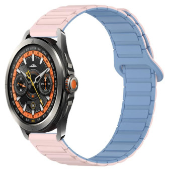 For Xiaomi Watch S4 Sport Dual Color Magnetic Buckle 22mm Silicone Watch Band(Pink+Blue)