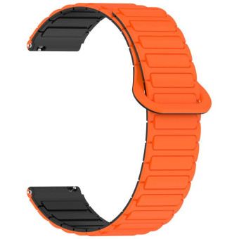 For Xiaomi Watch S4 Sport Dual Color Magnetic Buckle 22mm Silicone Watch Band(Orange+Black)