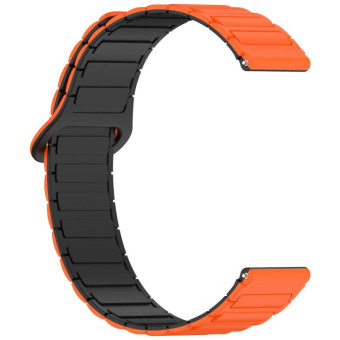 For Xiaomi Watch S4 Sport Dual Color Magnetic Buckle 22mm Silicone Watch Band(Orange+Black)