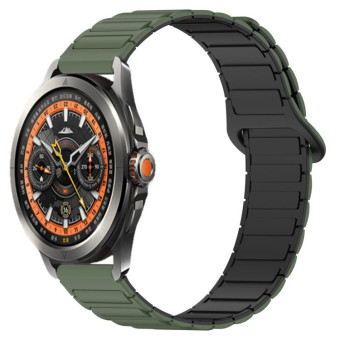 For Xiaomi Watch S4 Sport Dual Color Magnetic Buckle 22mm Silicone Watch Band(Green+Black)