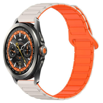 For Xiaomi Watch S4 Sport Dual Color Magnetic Buckle 22mm Silicone Watch Band(Stralight+Orange)