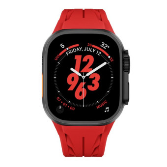 For Apple Watch 44mm / 45mm / 46mm / 49mm Tailor Stainless Steel Black Butterfly Buckle Silicone Watch Band(Red)