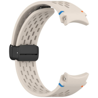 For Samsung Galaxy Watch 7 40 / 44mm Holes Style Stitched Folding Buckle Silicone Watch Band(Starlight)