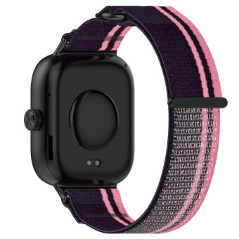 For Redmi Watch 5 / Watch 5 eSIM Nylon Woven Hook and Loop Fastener Watch Band(Pink+Purple)