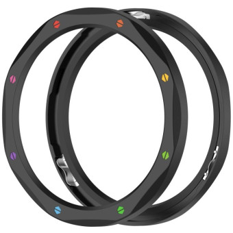 For Xiaomi Watch S4 Tempered Glass Film Hybrid Stainless Steel Watch Protective Ring(Black Rainbow)