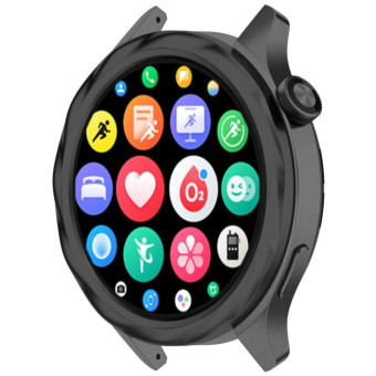 For Xiaomi Watch S4 Tempered Glass Film Hybrid Stainless Steel Watch Protective Ring(Black Thread)
