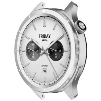 For Xiaomi Watch S4 Tempered Glass Film Hybrid Stainless Steel Watch Protective Ring(Scale Silver)