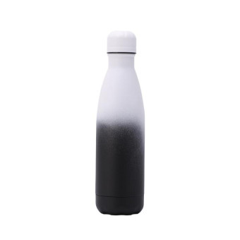 JUNSUNMAY 500ml Gradient Colored Coating 304 Stainless Steel Water Vacuum Bottle(Black White)