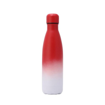 JUNSUNMAY 500ml Gradient Colored Coating 304 Stainless Steel Water Vacuum Bottle(Red White)