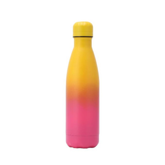 JUNSUNMAY 500ml Gradient Colored Coating 304 Stainless Steel Water Vacuum Bottle(Yellow Pink)