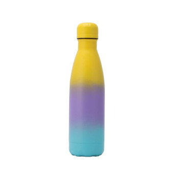 JUNSUNMAY 500ml Gradient Colored Coating 304 Stainless Steel Water Vacuum Bottle(Yellow Purple Blue)