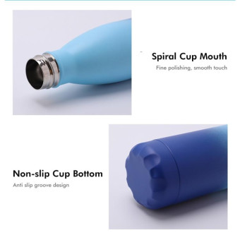 JUNSUNMAY 500ml Gradient Colored Coating 304 Stainless Steel Water Vacuum Bottle(Yellow Purple Blue)