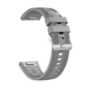 For COROS Pace 3 Push Connector 22mm Hybrid Nylon Silicone Watch Band(Gray)