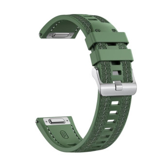 For COROS Pace 3 Push Connector 22mm Hybrid Nylon Silicone Watch Band(Spruce Green)