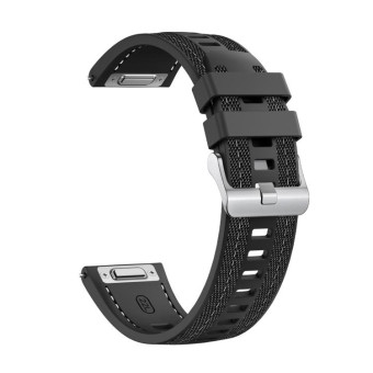 For Redmi Watch 5 Active / Watch 5 Lite Push Connector 22mm Hybrid Nylon Silicone Watch Band(Black)