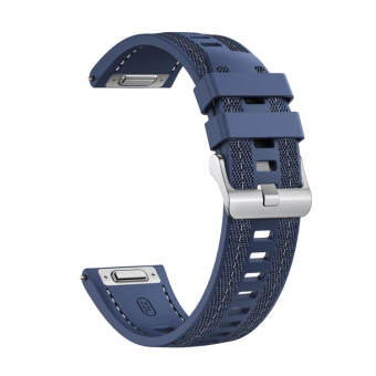 For Redmi Watch 5 Active / Watch 5 Lite Push Connector 22mm Hybrid Nylon Silicone Watch Band(Dark Blue)