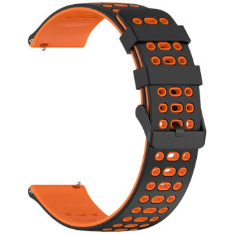 For Xiaomi Watch 22mm Three Rows Hole Two Color Silicone Watch Band(Black+Orange)