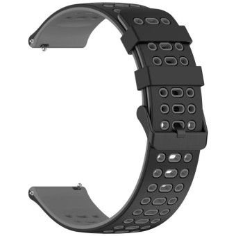 For Xiaomi Watch 22mm Three Rows Hole Two Color Silicone Watch Band(Black+Grey)