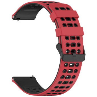 For Xiaomi Watch 22mm Three Rows Hole Two Color Silicone Watch Band(Red+Black)