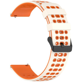 For Xiaomi Watch 22mm Three Rows Hole Two Color Silicone Watch Band(Starlight+Orange)