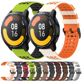 For Xiaomi Watch 22mm Three Rows Hole Two Color Silicone Watch Band(Midnight Blue+White)