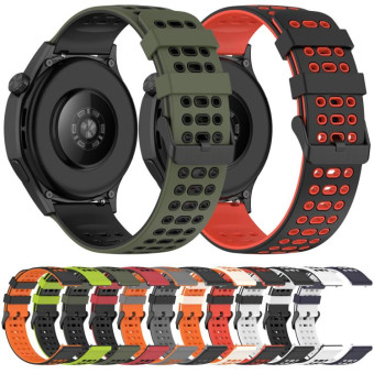 For Xiaomi Watch 22mm Three Rows Hole Two Color Silicone Watch Band(Red+Black)