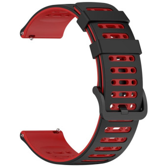 For Xiaomi Watch 22mm Hollow Three Rows Hole Two Color Silicone Watch Band(Black+Red)