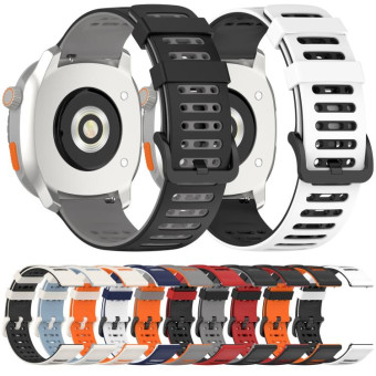 For Xiaomi Watch 22mm Hollow Three Rows Hole Two Color Silicone Watch Band(Grey+Orange)