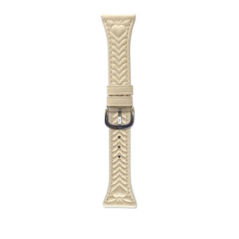 For Garmin Forerunner 265S Heart-Shaped Embossed 18mm Leather Watch Band(Apricot)