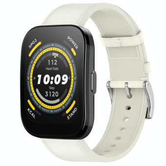 For Amazfit Bip 5 / GTR 4 Press Button 22mm Leather Watch Band(White)