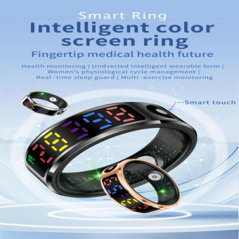 R12 SIZE 8 Smart Ring, Support Heart Rate / Blood Oxygen / Sleep / Multiple Sports Modes(Black)