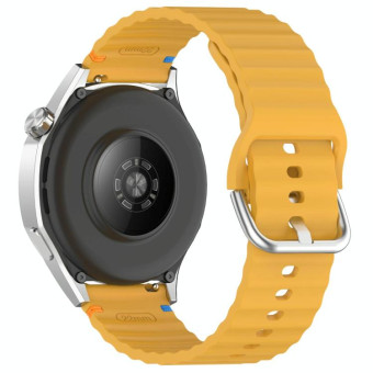 For Garmin Forerunner 165 Wavy Grain Stitched 20mm Silicone Watch Band(Yellow)