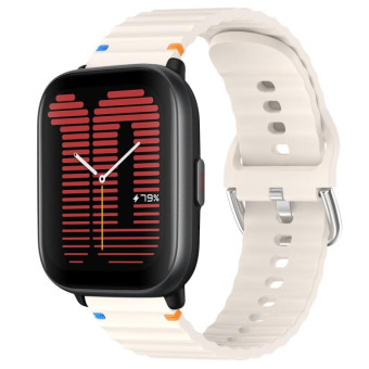 For Amazfit Active Wavy Grain Stitched 20mm Silicone Watch Band(Starlight)